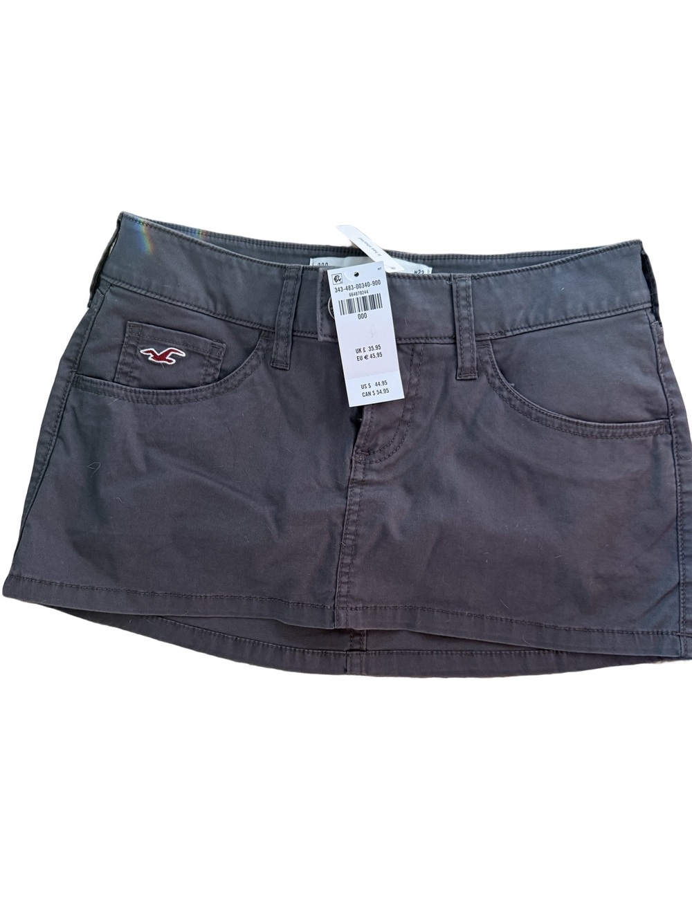 Hollister Dark Charcoal Denim-Style Mini Skort